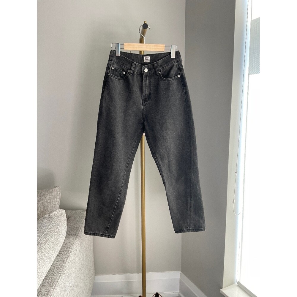 TOTEME Barrel Leg Twisted Seam Black Washed Denim